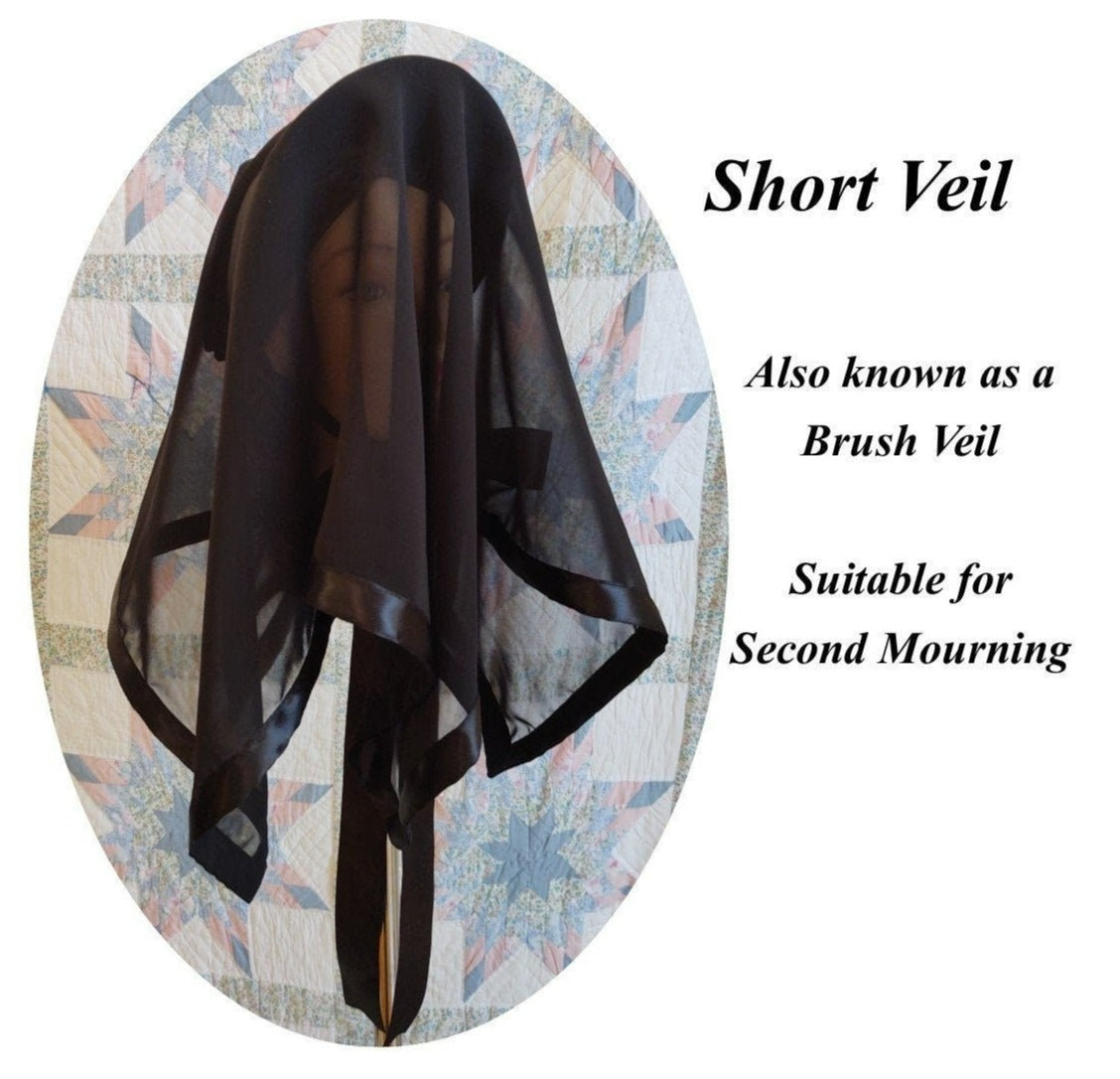 Short Mourning Veil - Weeping Veil - Brush Veil - Widows Weeds - Victorian - Funeral/Memorial Attire - Second Mourning