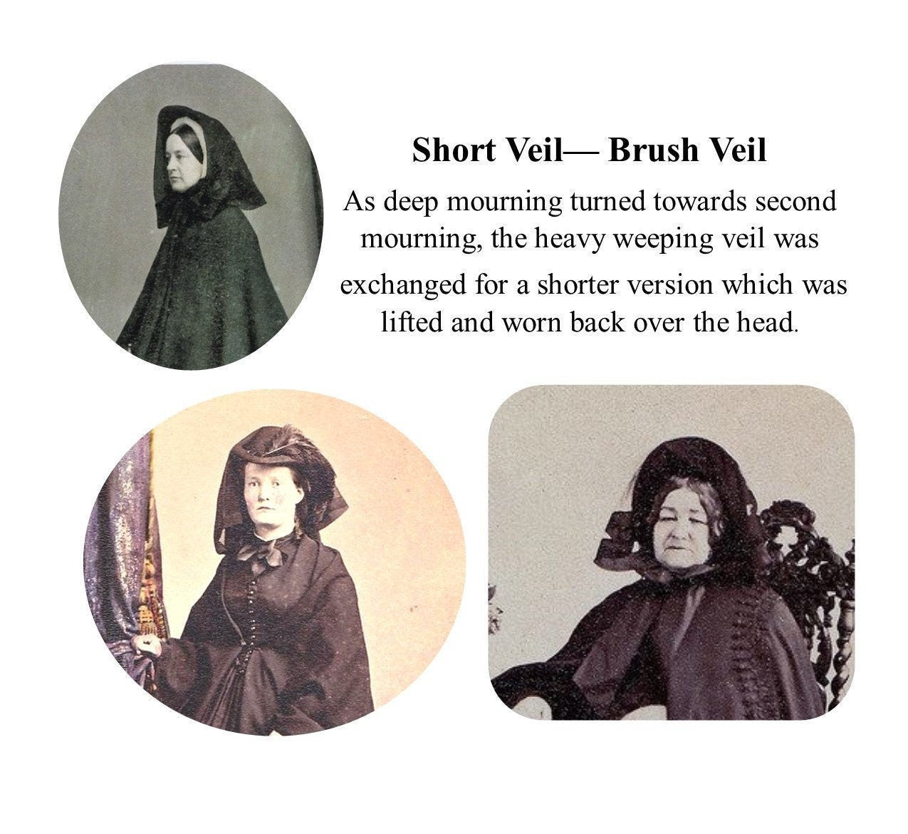 Short Mourning Veil - Weeping Veil - Brush Veil - Widows Weeds - Victorian - Funeral/Memorial Attire - Second Mourning