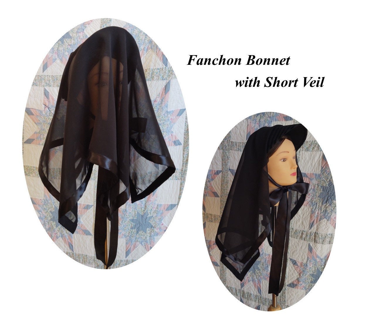 Short Mourning Veil - Weeping Veil - Brush Veil - Widows Weeds - Victorian - Funeral/Memorial Attire - Second Mourning