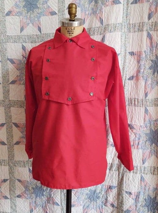 19th Century Bib Front Mens and Boys Shirt - Artillery Shirt, Military, firemans, Zouave, Civilian, detachable Bib