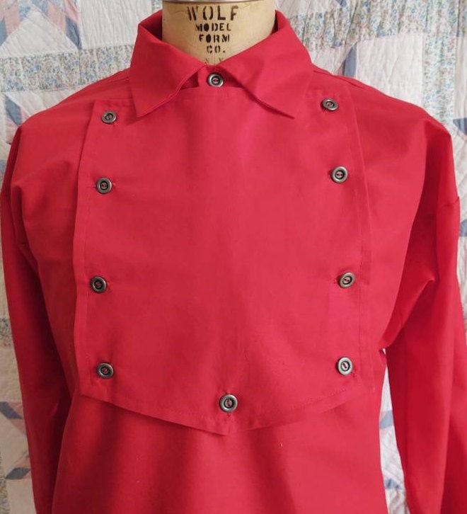 19th Century Bib Front Mens and Boys Shirt - Artillery Shirt, Military, firemans, Zouave, Civilian, detachable Bib