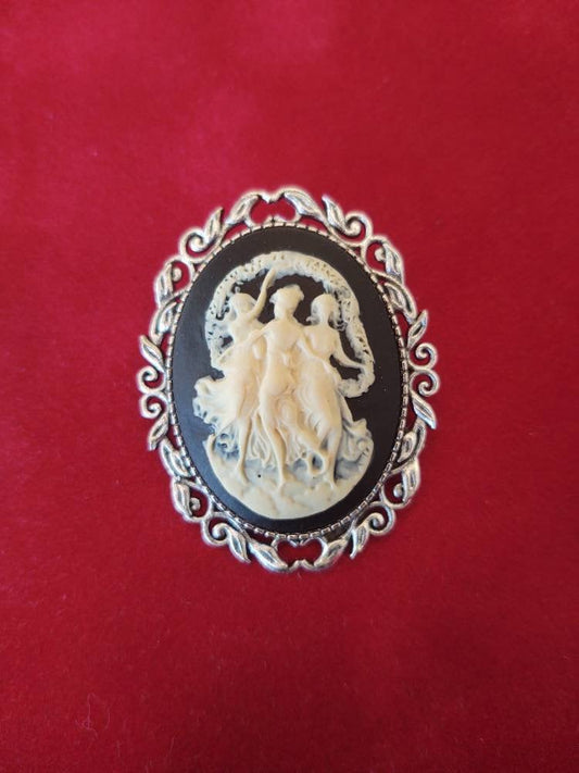 Three Graces Cameo Brooch, 19th Century Pin, Vintage Style Broach, Civil War Reproduction Brooch, Gift idea