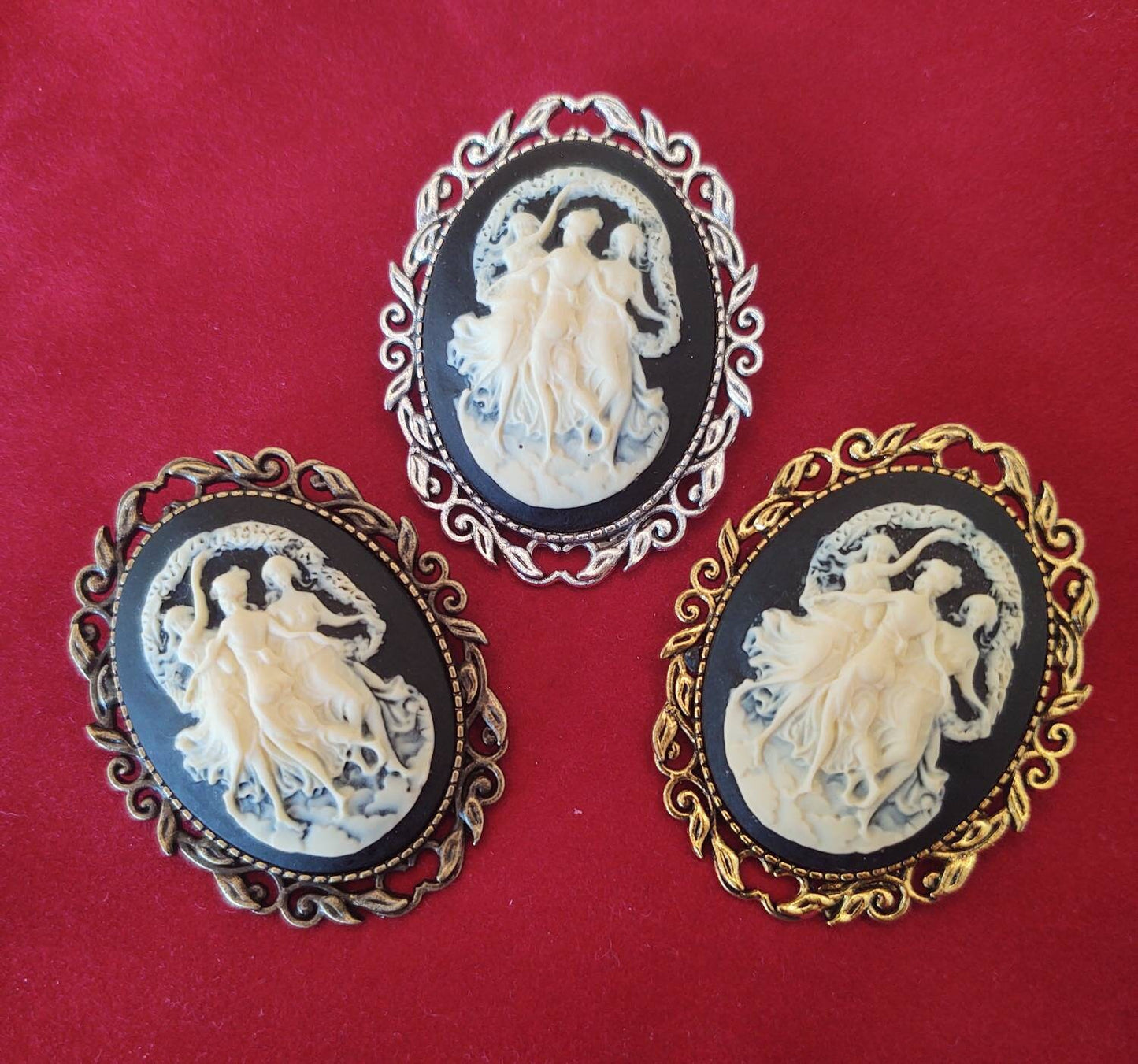 Three Graces Cameo Brooch, 19th Century Pin, Vintage Style Broach, Civil War Reproduction Brooch, Gift idea