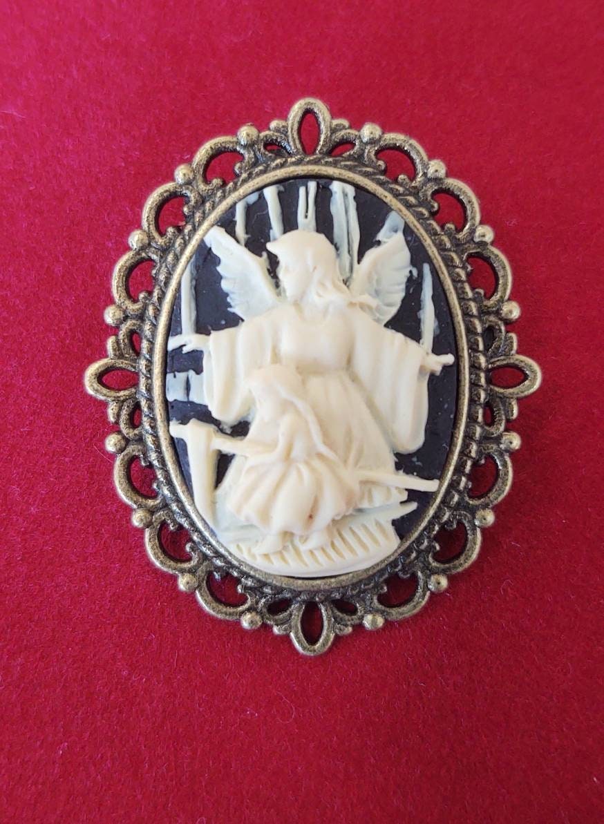 Guardian Angel Cameo Brooch, Choice of color, 19th Century Pin, Vintage Style Broach, Civil War Reproduction Brooch, Gift idea