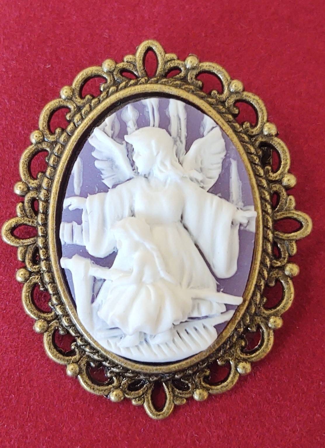 Guardian Angel Cameo Brooch, Choice of color, 19th Century Pin, Vintage Style Broach, Civil War Reproduction Brooch, Gift idea