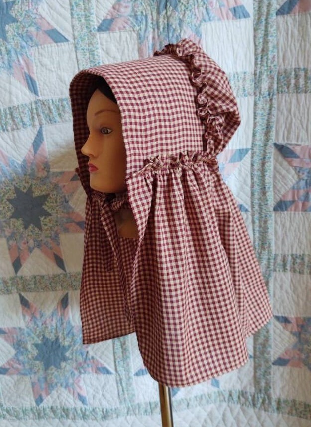 Shaped Homespun Cloth Bonnet, Cotton Sunbonnet, 19th Century Victorian Cloth Bonnet, Prairie, Frontier, Wagon Train, 1830's and Up