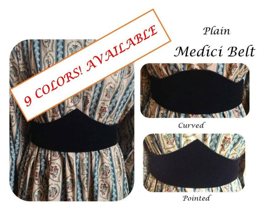 Plain Velvet Medici Belt- Pointed OR Curved - 9 COLORS!!!!